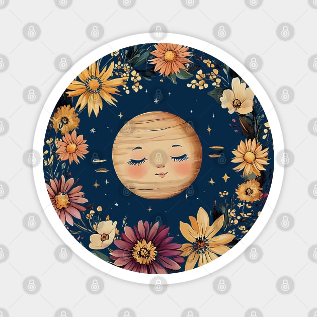 Cute Baby Saturn – Whimsical Celestial Space Art Magnet by TuncGK